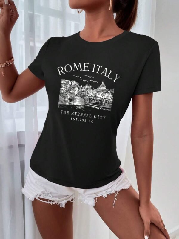 Camiseta con gráfico de la silueta de la ciudad de Roma - Imagen 2
