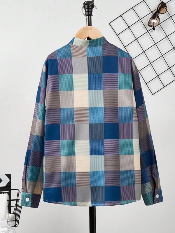 Camisa de manga larga y estampado de cuadros para niños - Imagen 3