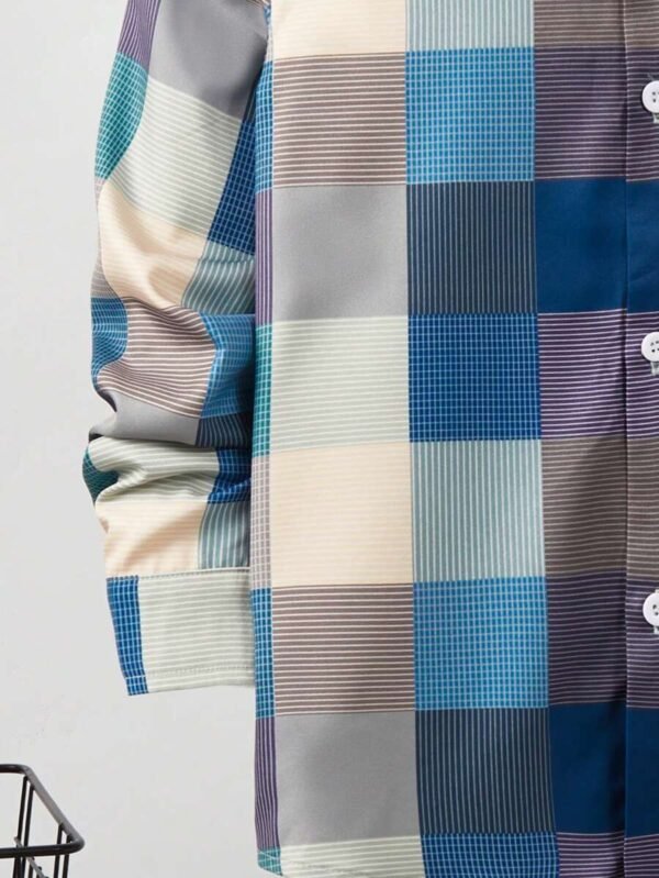 Camisa de manga larga y estampado de cuadros para niños - Imagen 2