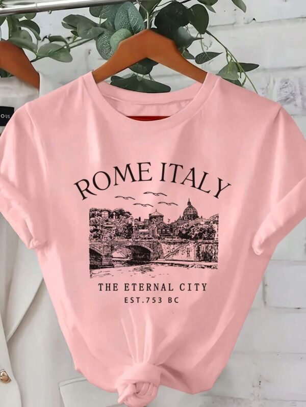 Camiseta de mujer de cuello redondo con mangas cortas