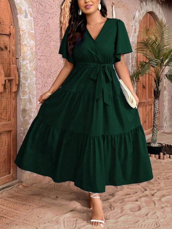 Vestido casual de mujer de talla grande de unicolor - Imagen 2