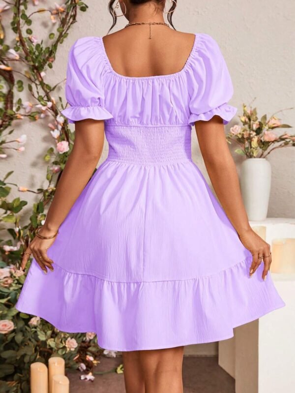 Vestido elegante con cuello cuadrado, drapeado - Imagen 3