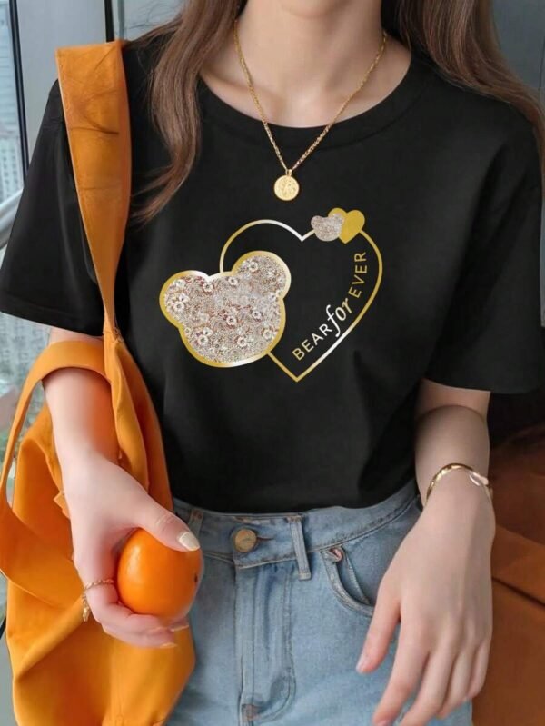Camiseta con mangas cortas y estampado casual para mujer