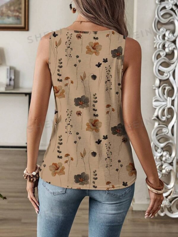 Blusa de tirantes con cuello redondo y estampado floral - Imagen 3