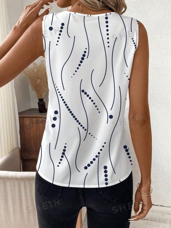 Blusa de mujer sin mangas con cuello en V y estampado - Imagen 3