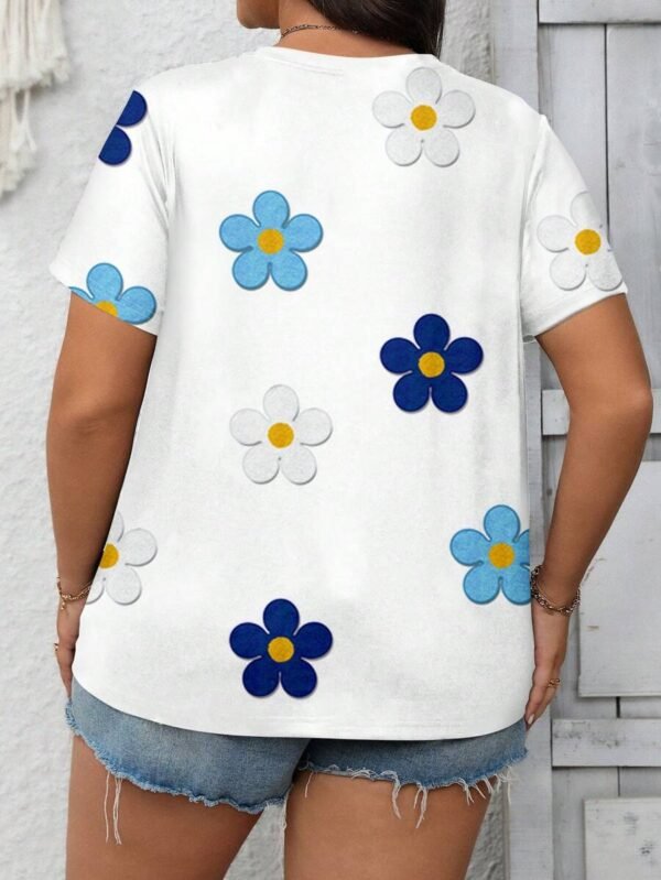 Blusa holgada casual con gráfico floral 3D - Imagen 3