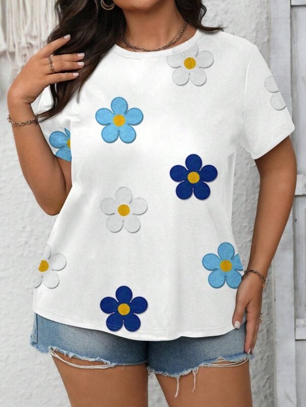 Blusa holgada casual con gráfico floral 3D - Imagen 2