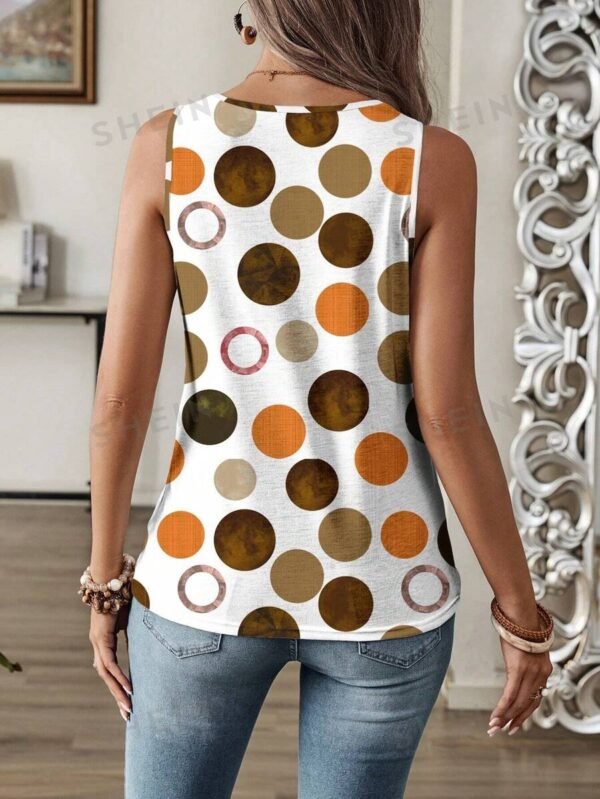 Blusa de tirantes con cuello redondo y estampado de lunares - Imagen 3