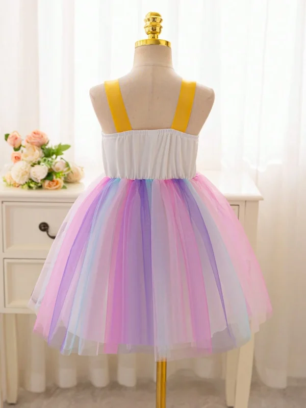 Vestido de princesa con tirantes finos para niña - Imagen 3