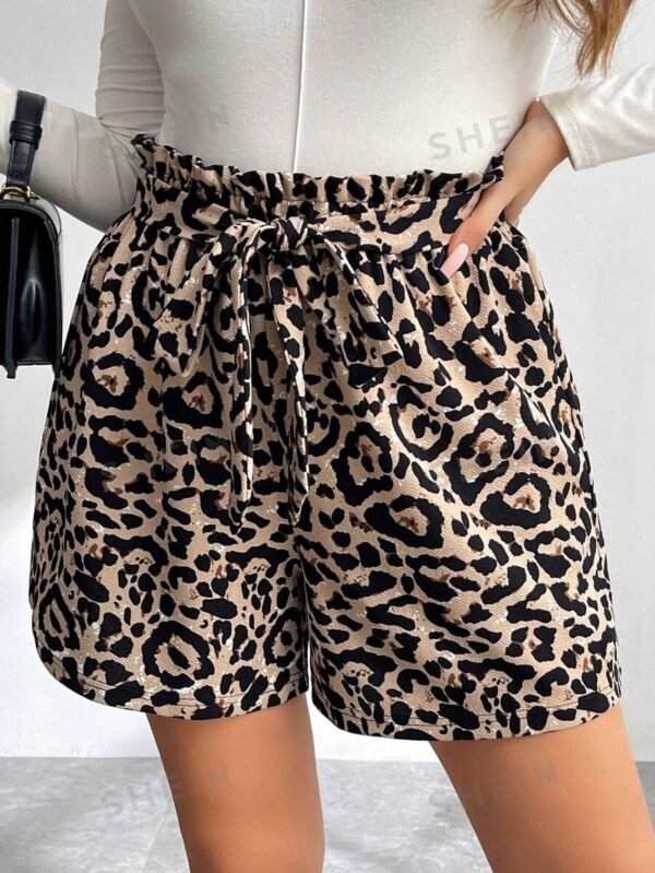 Shorts de talla grande con estampado de leopardo - Imagen 2