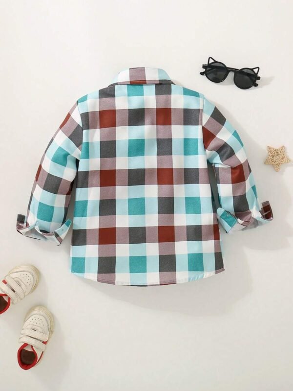 Camisa manga larga con bolsillo de cuadros para niño - Imagen 3