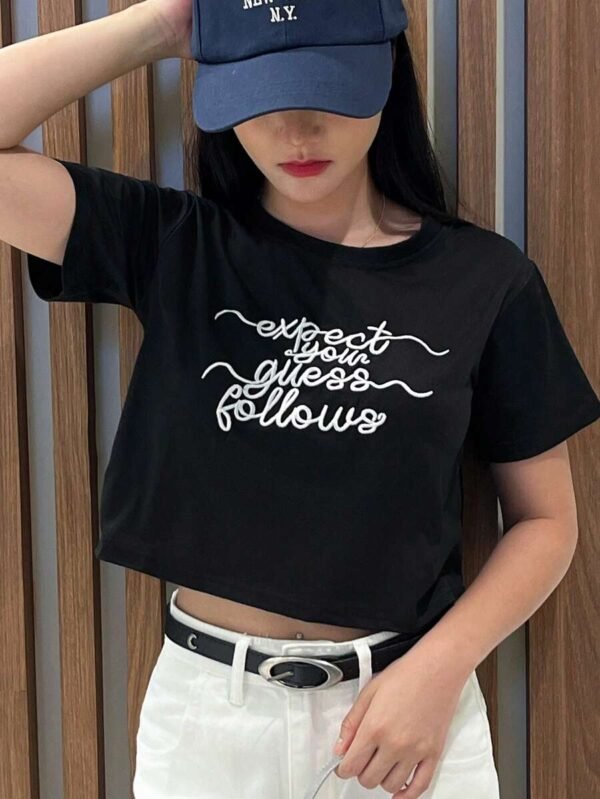 Camiseta corta de manga corta casual minimalista de mujer