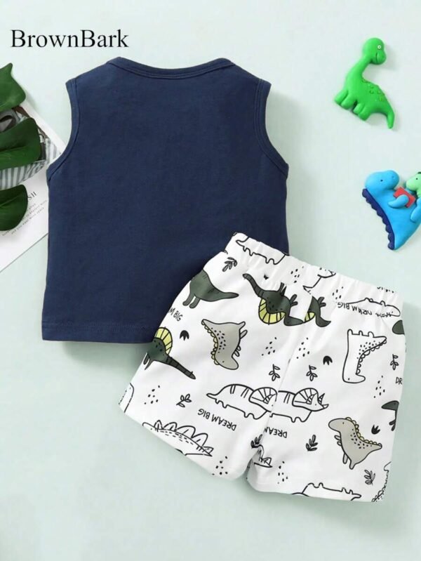 Set de chaleco y pantalones cortos con estampado de dinosaurio para bebé niño - Imagen 3