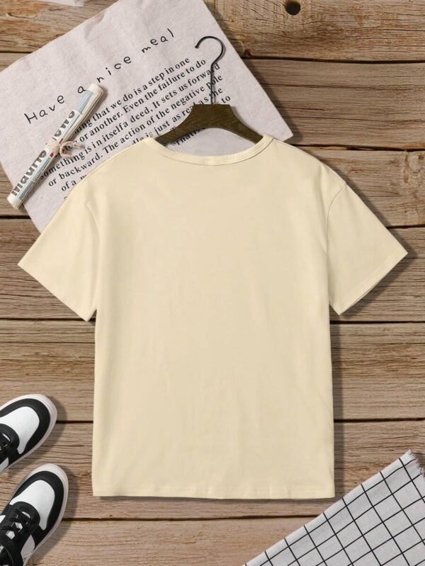 Camiseta manga corta color albaricoque de verano para niño - Imagen 3