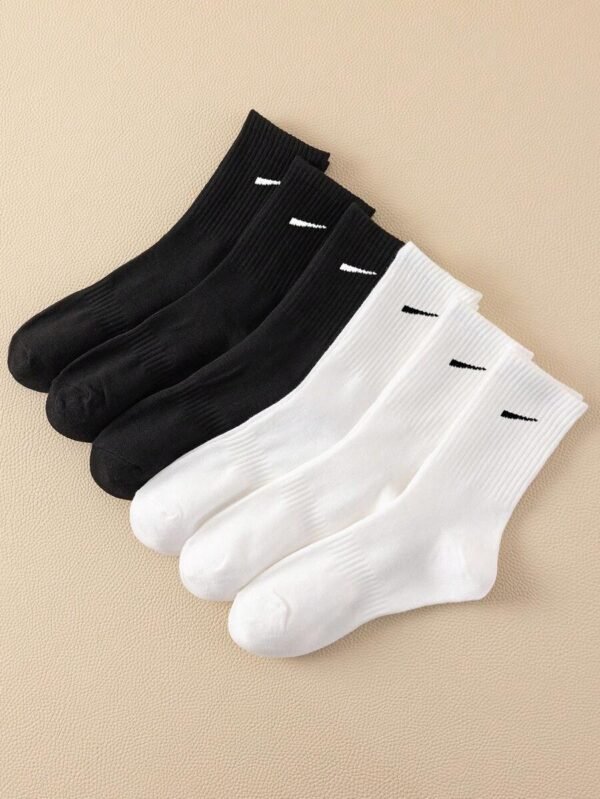 5 pares de calcetines largos casuales blanco y negro para mujer