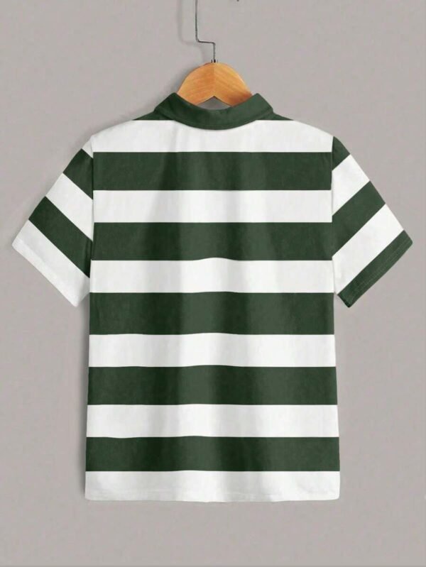 Camisa polo de manga corta con estampado de rayas para niños preadolescentes - Imagen 2