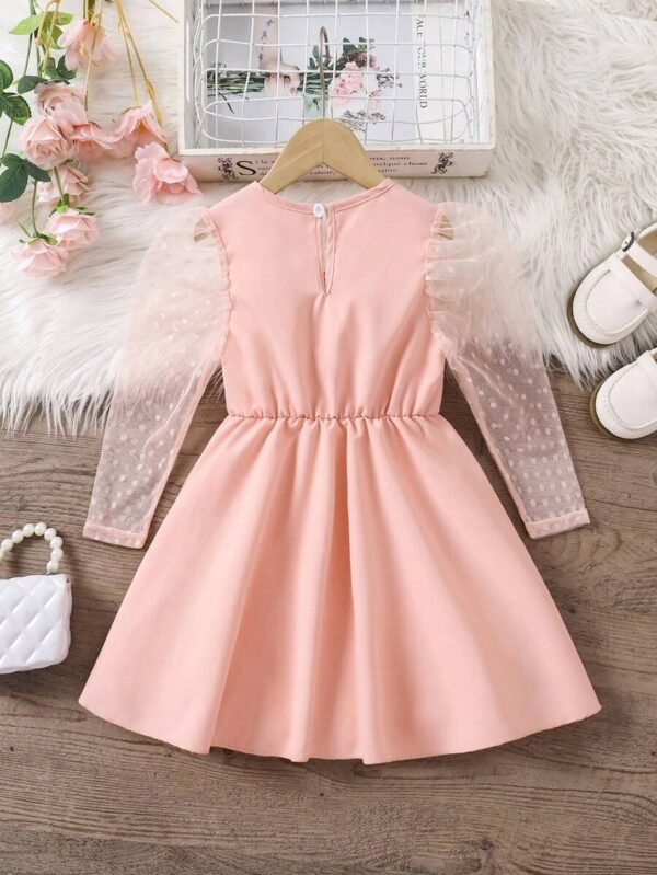 Vestido de niña de manga abullonada transparente - Imagen 3
