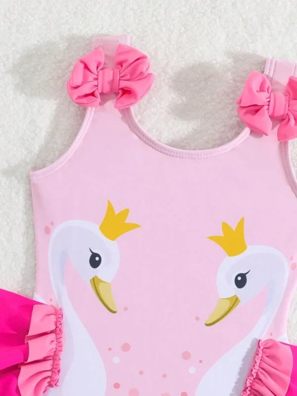 Traje de baño con volantes y estampado de cisne para bebé niña - Imagen 2