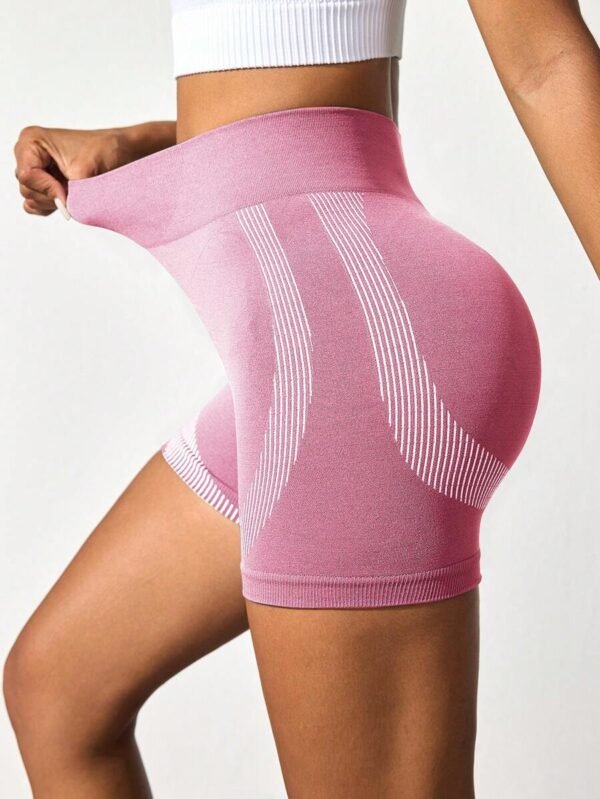 Shorts de mujer de talle alto a rayas para entrenamiento