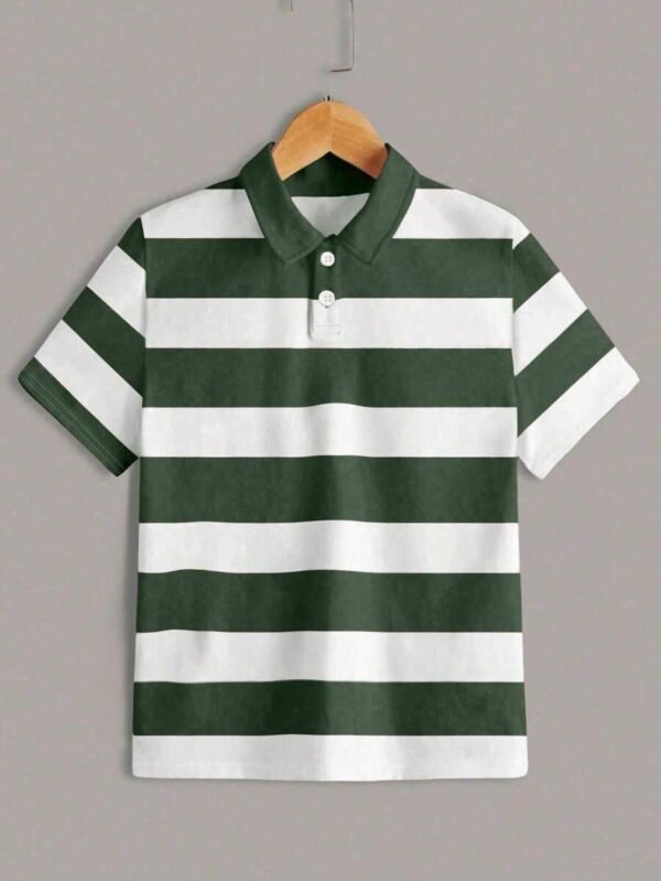 Camisa polo de manga corta con estampado de rayas para niños preadolescentes
