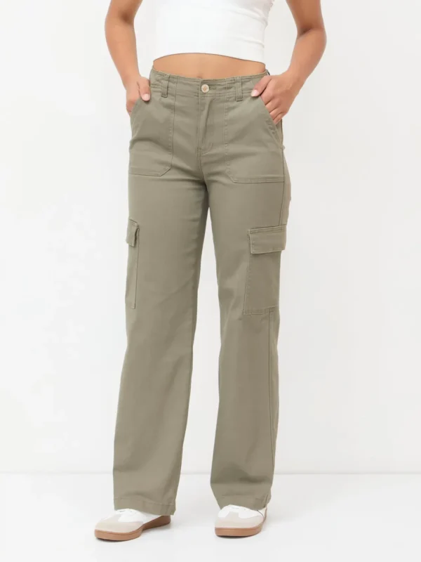 Pantalón Cargo Recto Olivo