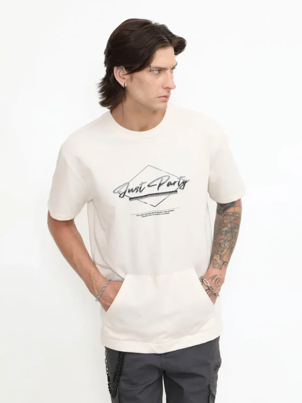 Playera Manga Corta Just Party Hueso