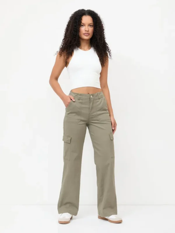 Pantalón Cargo Recto Olivo - Imagen 4