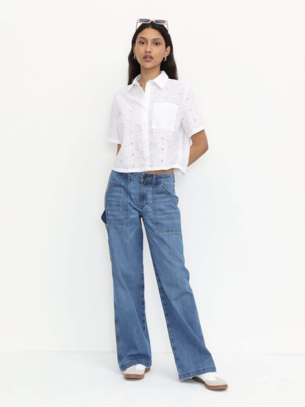Jeans Carpintero de Mezclilla Azul - Imagen 3