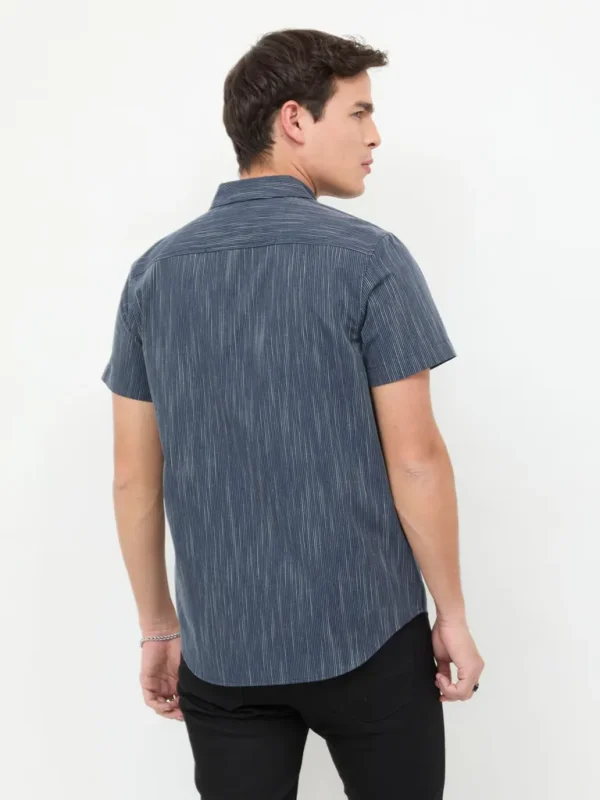 Camisa Manga Corta Texturizada Azul - Imagen 2