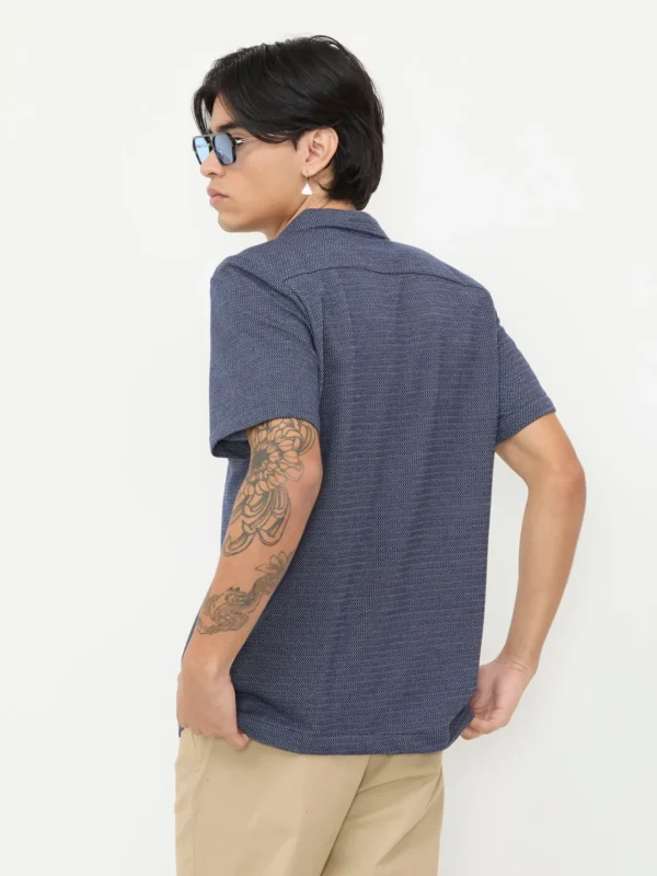 Camisa Manga Corta Rayas Azul Marino - Imagen 2