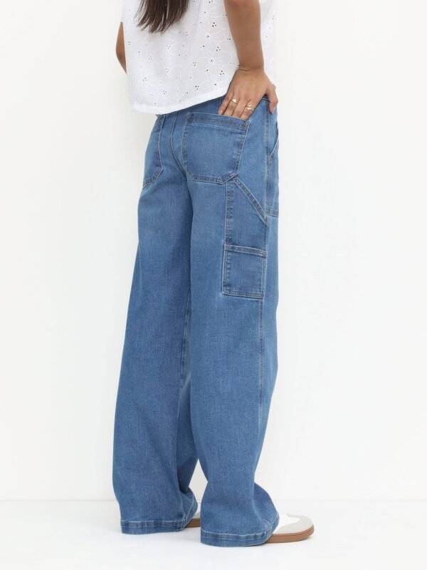 Jeans Carpintero de Mezclilla Azul - Imagen 2
