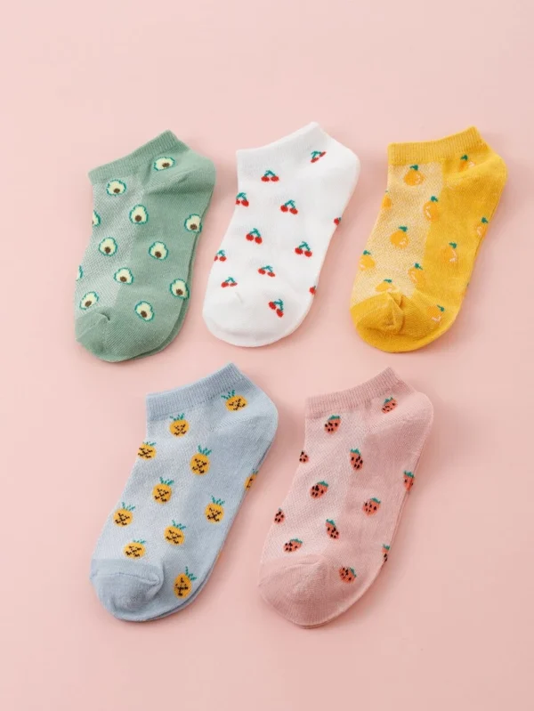 pares Calcetines tobilleros con estampado de fruta para mujer