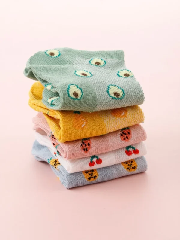pares Calcetines tobilleros con estampado de fruta para mujer - Imagen 3
