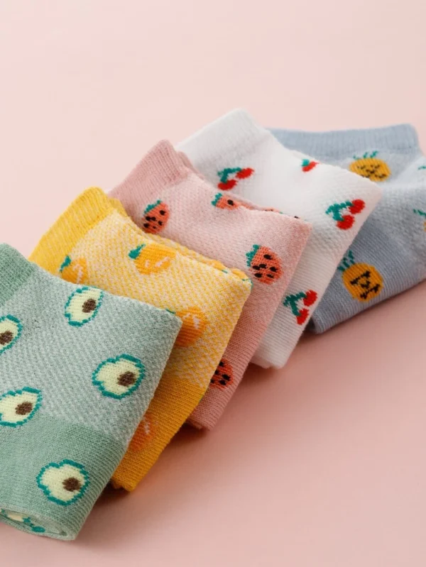 pares Calcetines tobilleros con estampado de fruta para mujer - Imagen 2