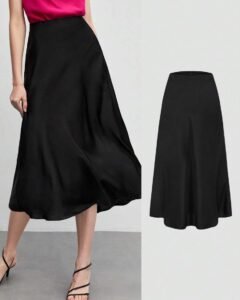 Falda midi de línea A de unicolor para mujer