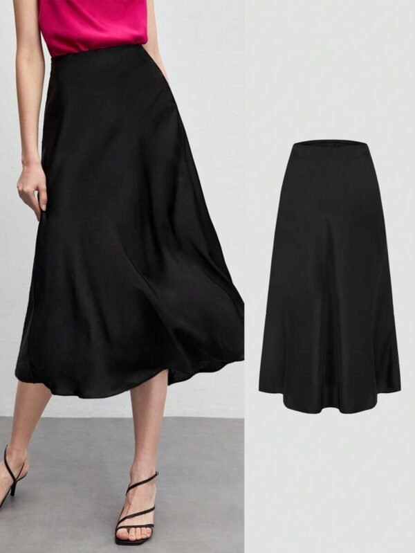 Falda midi de línea A de unicolor para mujer