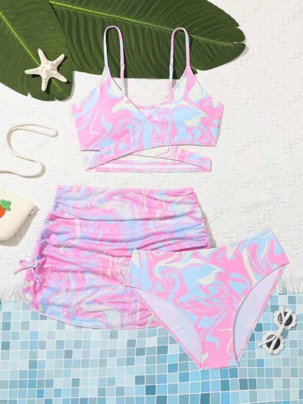 Conjunto de bikini con estampado de playa para adolescentes
