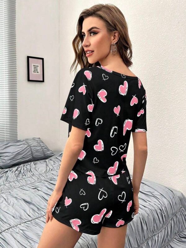 Conjunto De Pijama Cómodo Con Estampado De Corazones - Imagen 3