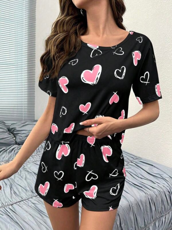 Conjunto De Pijama Cómodo Con Estampado De Corazones - Imagen 2