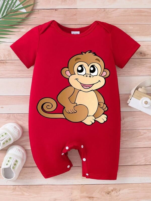 Body de manga corta estampado de mono para bebé niño