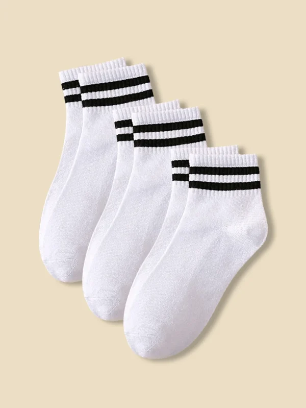 5 pares de calcetines deportivos sencillos de estilo escolar para mujeres - Imagen 3