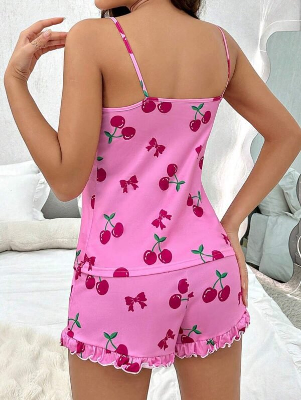 Conjunto de pijama para mujer con impresión de cerezas - Imagen 3