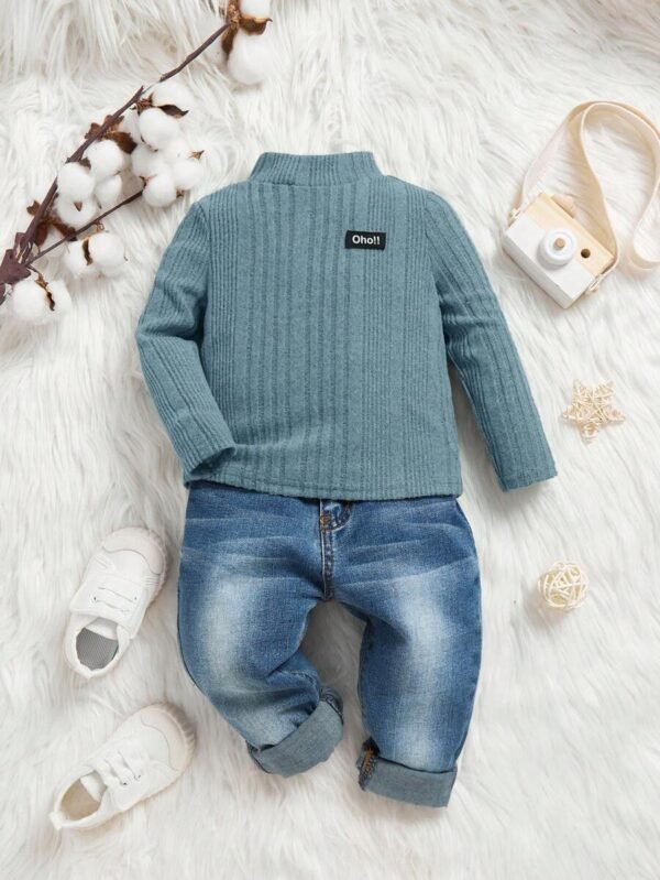 Suéter de cuello alto manga larga sin pantalón para bebé niño