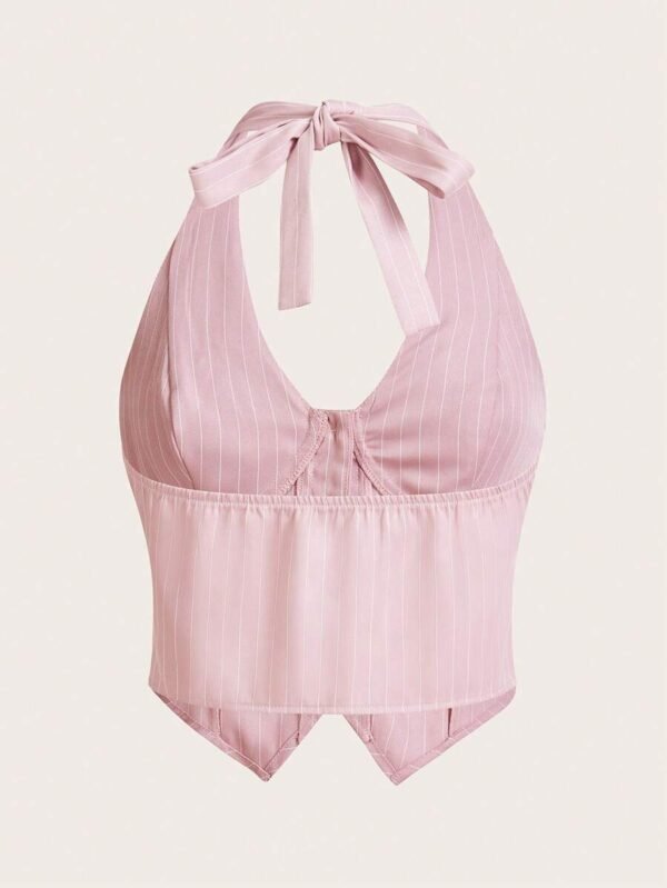 Top halter con botones y estampado de rayas - Imagen 3