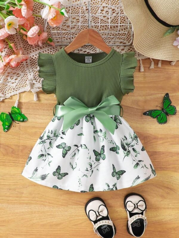 Vestido casual con estampado de mariposas para bebé niña