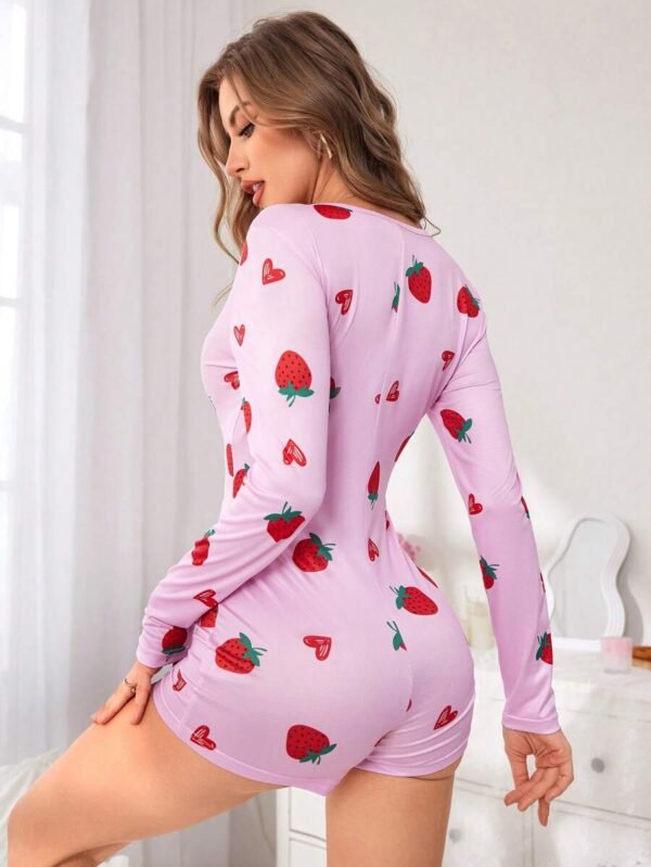 Mono de pijama con estampado de cerezas para mujer - Imagen 3