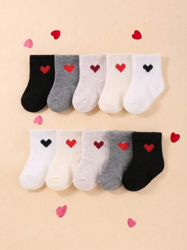 10 pares de calcetines para bebé con estampado de amor