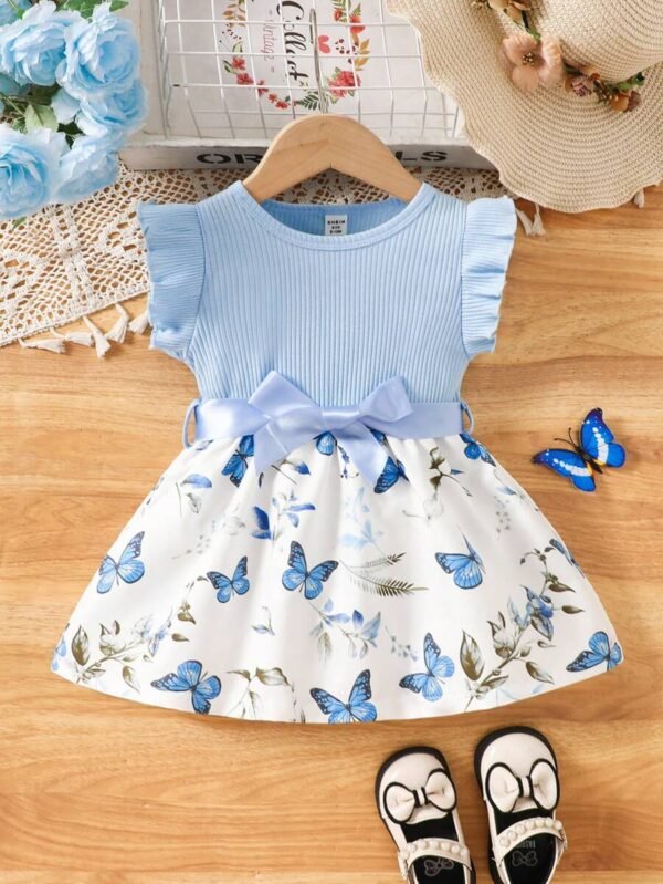 Vestido casual con estampado de mariposa lindo para bebé niña