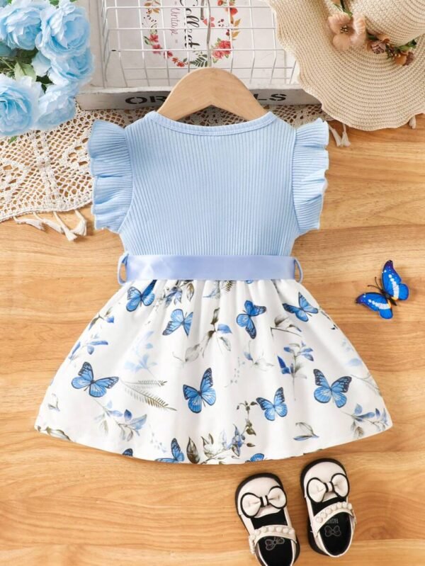 Vestido casual con estampado de mariposa lindo para bebé niña - Imagen 3