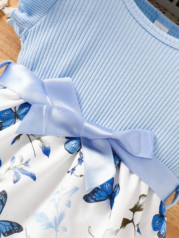 Vestido casual con estampado de mariposa lindo para bebé niña - Imagen 2